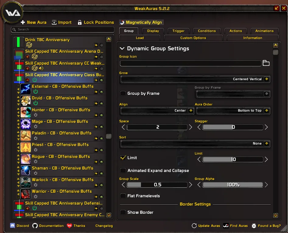 Skill Capped TBC WeakAuras configuration